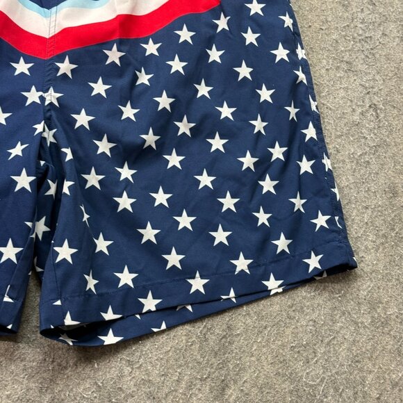 Burlebo Swim Trunks Men XL Blue White Red Patriotic Flag Print Stretch 7" - Picture 4 of 16